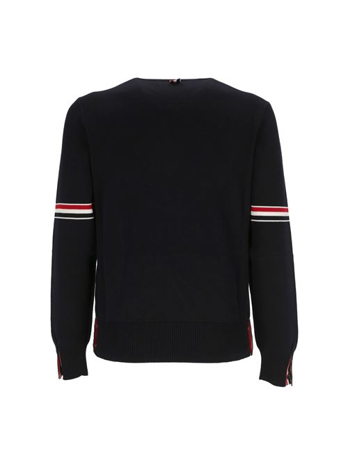 Navy cotton Milano stitch crew neck jumper THOM BROWNE | MKA326AY3001415